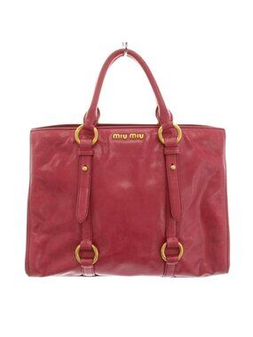 Miu Miu Vitello Shine Convertible Tote Bag Leather Pink